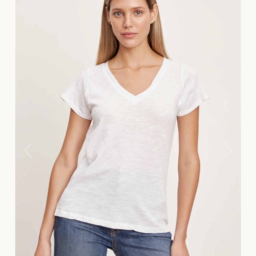 Velvet by Graham & Spencer White V-Neck Tee